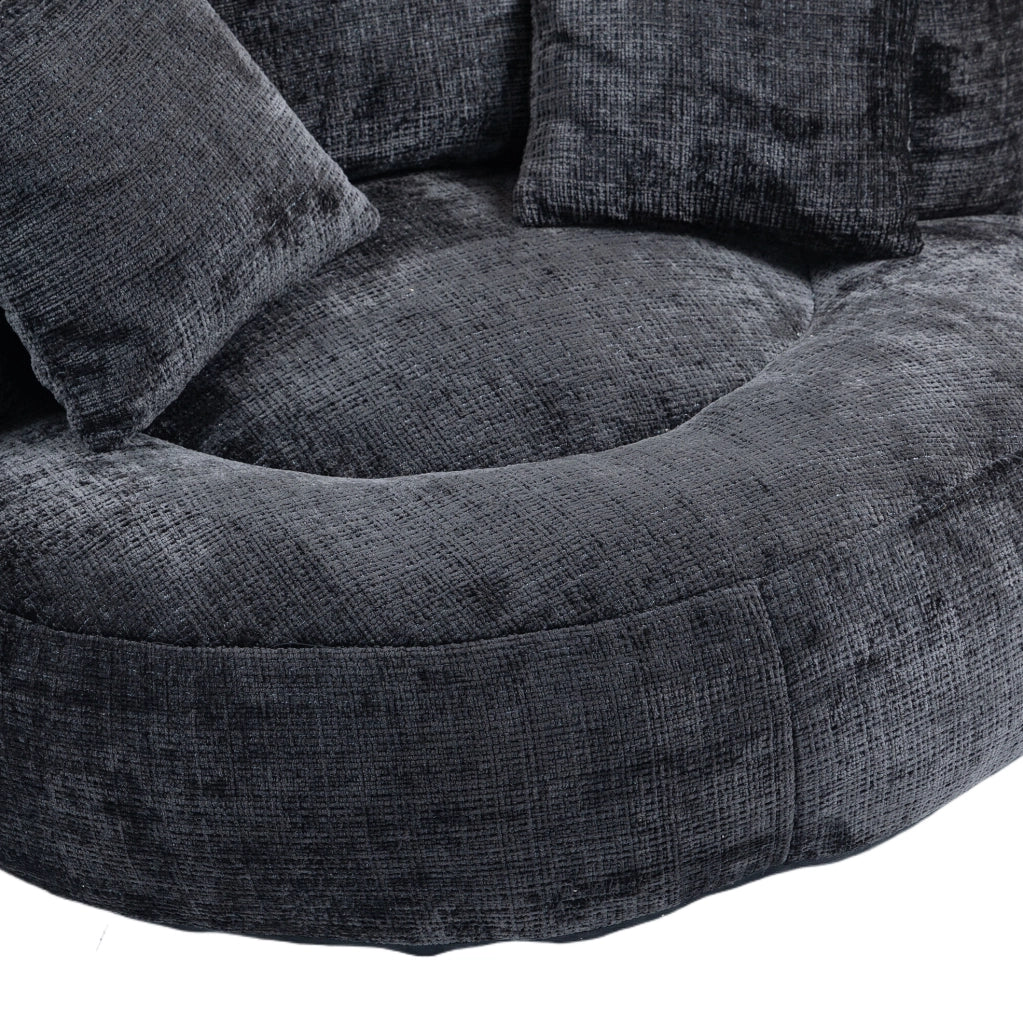 Poltrona sacco in ciniglia nera 108x108x52 cm