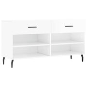 Panca Porta Scarpe | Scarpiera | Mobile per scarpe Bianco Lucido 102x35x55 cm Legno Multistrato