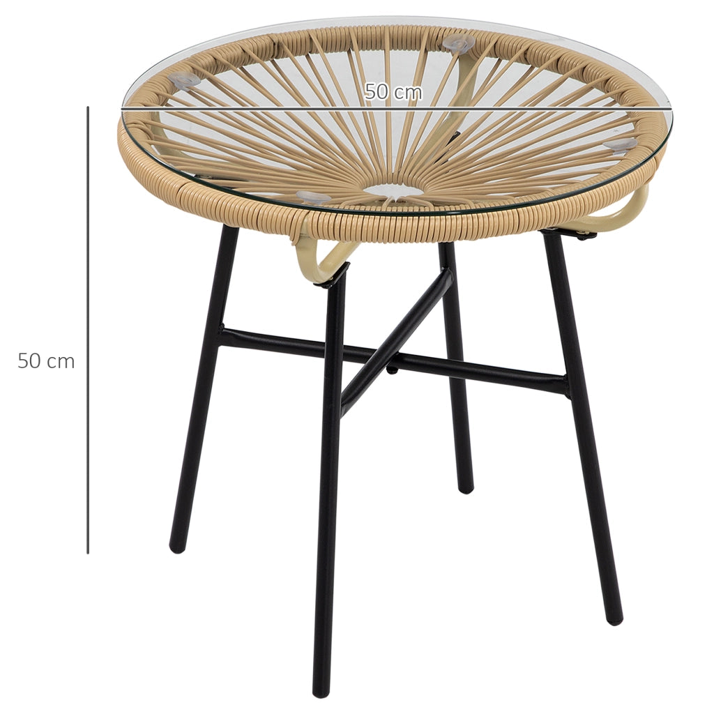 Tavolino Da Giardino Stile Boho 50 X 50 X 50 Cm Rattan Beige Per Terrazza E Balcone