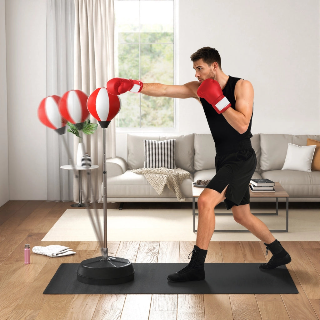 Sacco da Boxe Autoportante ¨C Xylo ¨C Altezza Regolabile 126-144 cm con Guantoni e Pompa