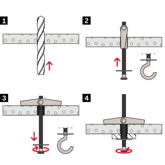 Fissaggio ancora vite taglio combinato acciaio zincato cartongesso kd 4 pezzi 25