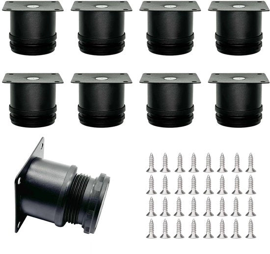 Set di 4 Pieghevoli Maniglie per Mobili - Altezza 5 cm - Acciaio Inossidabile, Nero