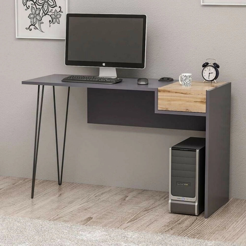 Scrivania 121x45x76 cm con porte usb Candy antracite noce