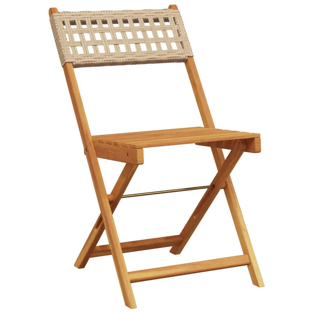 Sedie Giardino Pieghevoli 8pz Beige Polyrattan e Legno Massello 3214600