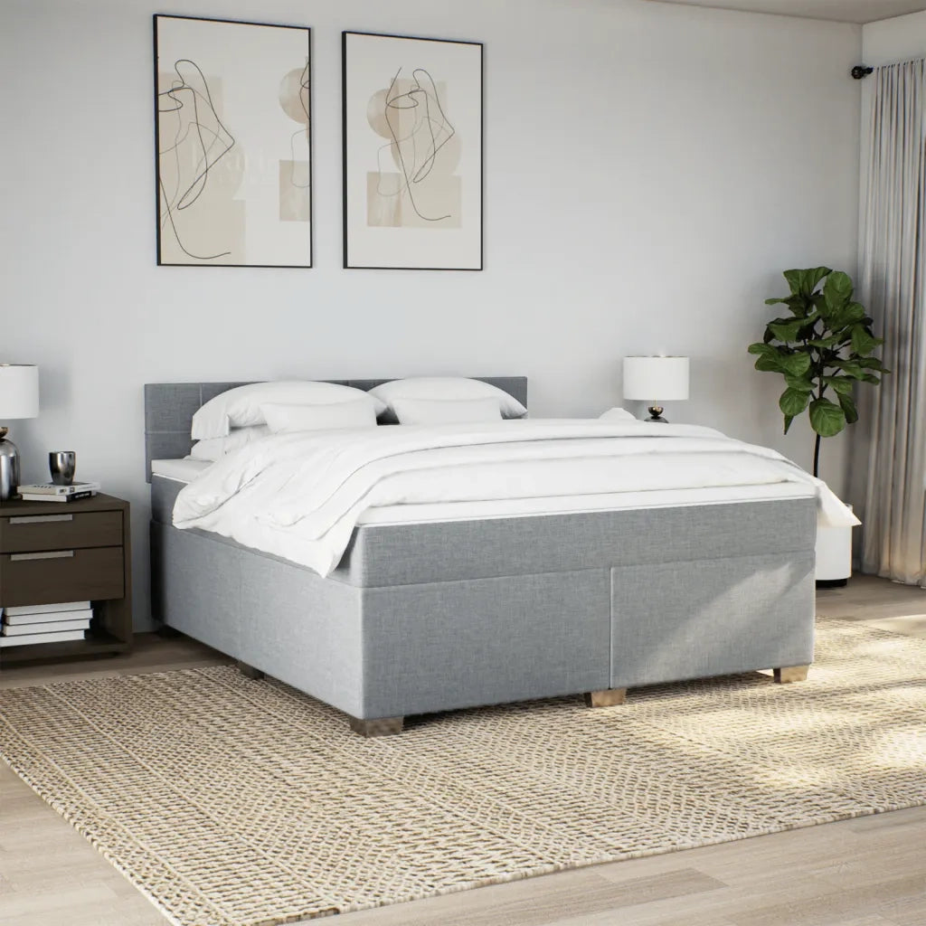 Giroletto a Molle con Materasso Grigio Chiaro180x200 cm Tessuto