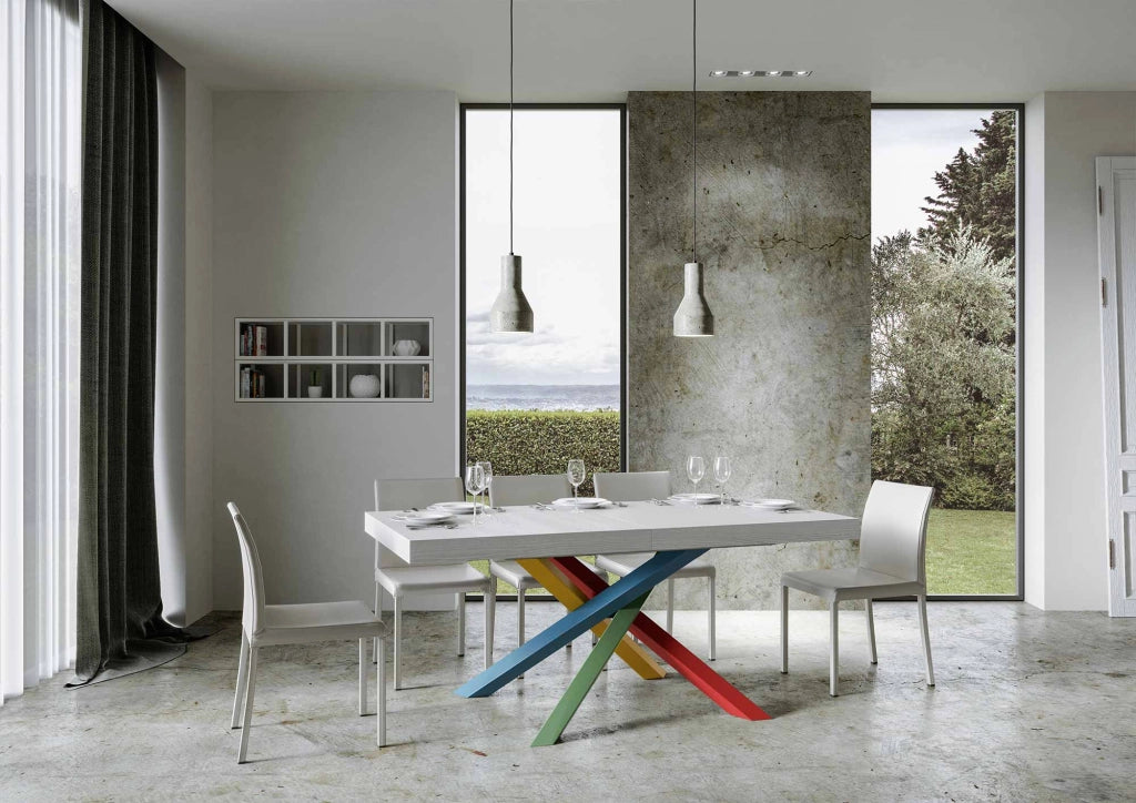 Tavolo allungabile 90x200/304 cm Volta Premium bianco frassino telaio 4/B