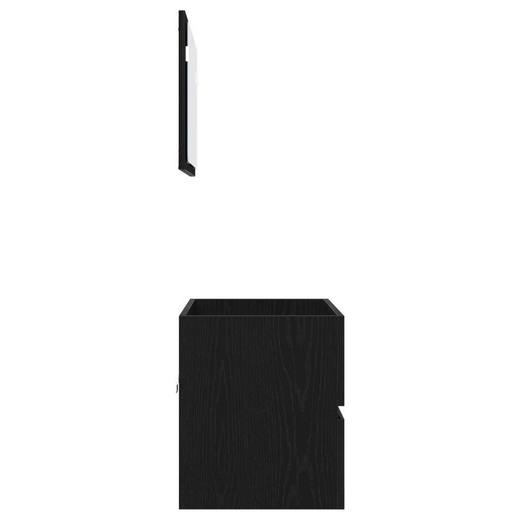 Set Mobili Bagno 2 Pezzi Nero Rovere Legno Ingengerizzato
