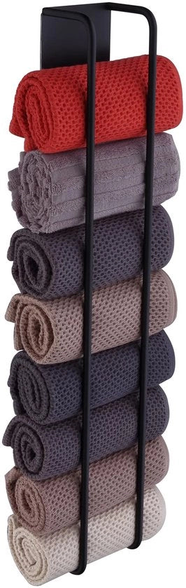 Sostegno per asciugamano in acciaio inossidabile 60cm senza perforazione, nero lucido, piastra per asciugamani bagno