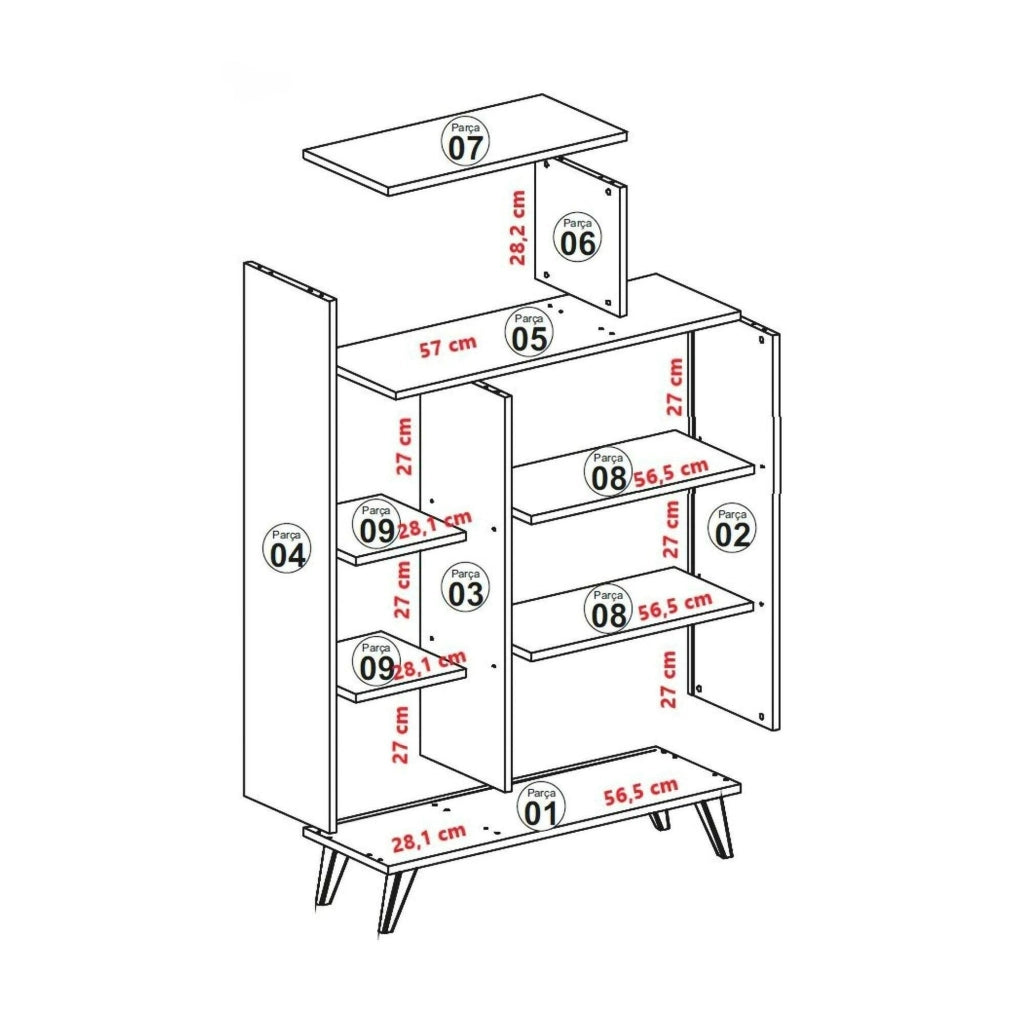 Credenza Tormalina, Buffet da soggiorno, Madia da salotto, Dispensa da cucina, 90x32h132 cm, Bianco
