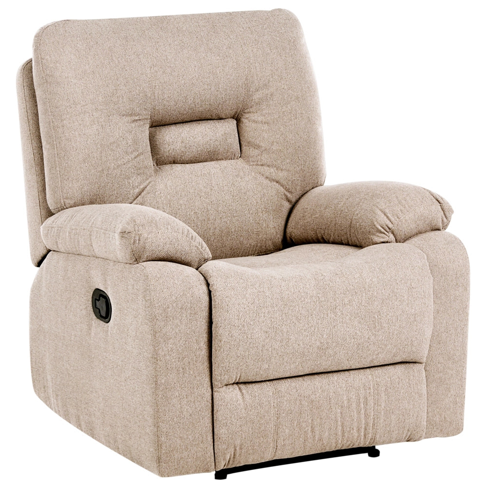 Poltrona reclinabile in tessuto beige Push-Back Schienale e poggiapiedi regolabili manualmente