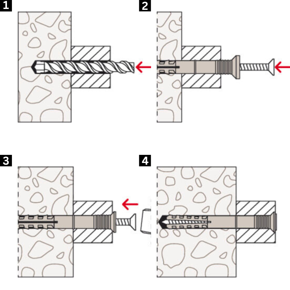 Tassello percussione n 6x80 50 s nylon vite zincata pz2 testa svasata 100 pezzi