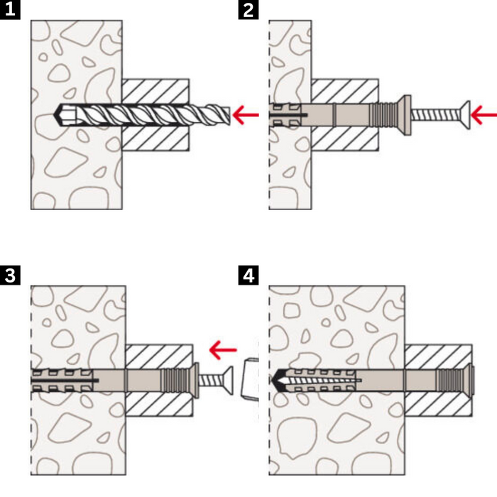 Tassello percussione n 6x80 50 s nylon vite zincata pz2 testa svasata 100 pezzi