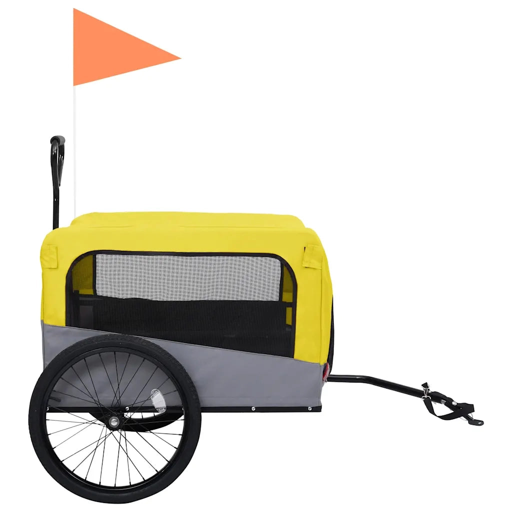 Rimorchio Bici Animali Carrello Jogging 2in1 Giallo e Grigio 92442