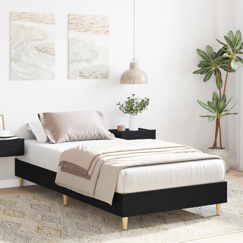 Struttura letto  75x190 cm Nero Rovere in Legno Ingegnerizzato