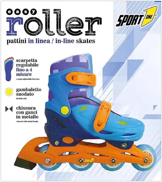 Pattini a rotelle in linea bambina donna Pattini in linea bambino bambina 4 ruote rotelle adulto (EASY ROLLER BLU 35-38)