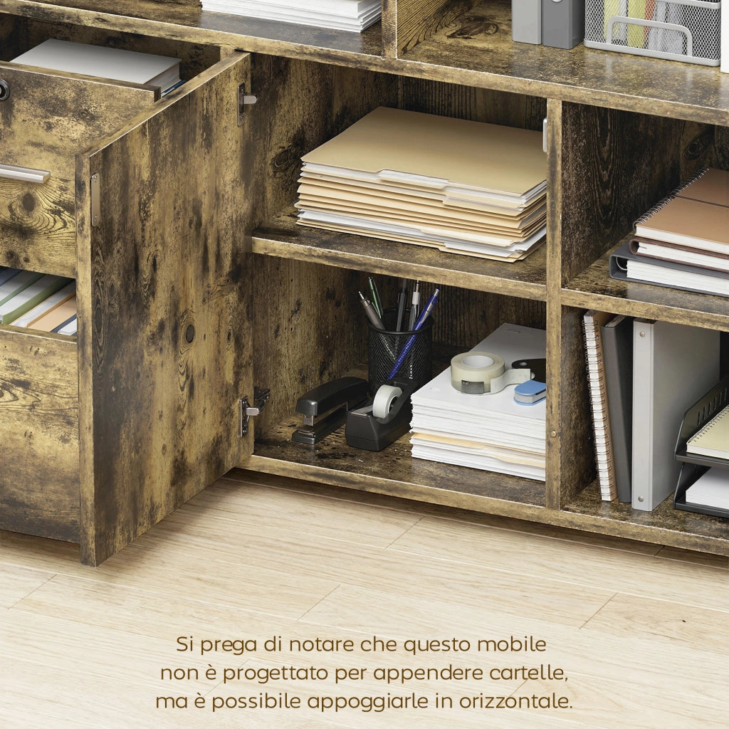 Mobile Porta Stampante con Cassetti e Armadietti ¨C zephmum ¨C Legno, Marrone, 100x35x65 cm