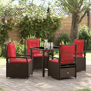Set da Pranzo da Giardino 5 Pezzi Rattan Polimerico Marrone