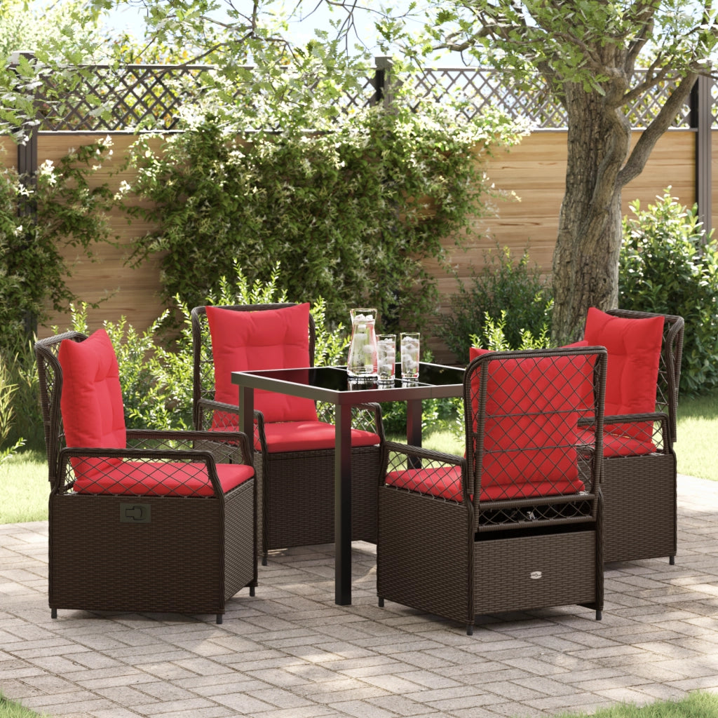 Set da Pranzo da Giardino 5 Pezzi Rattan Polimerico Marrone