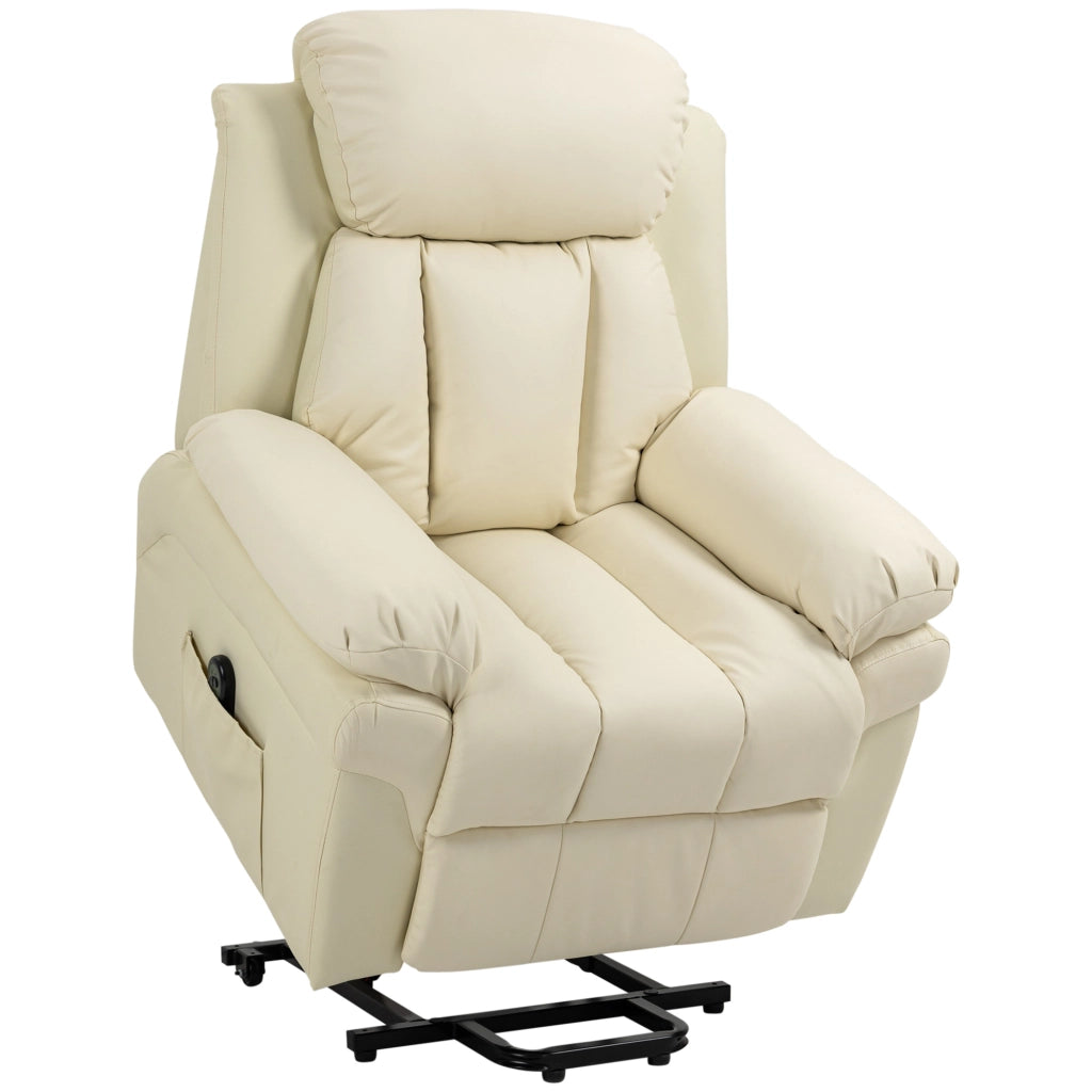 Poltrona Relax Alzapersona Elettrica Imbottita ¨C Zephmum ¨C Crema 96x93x105 cm