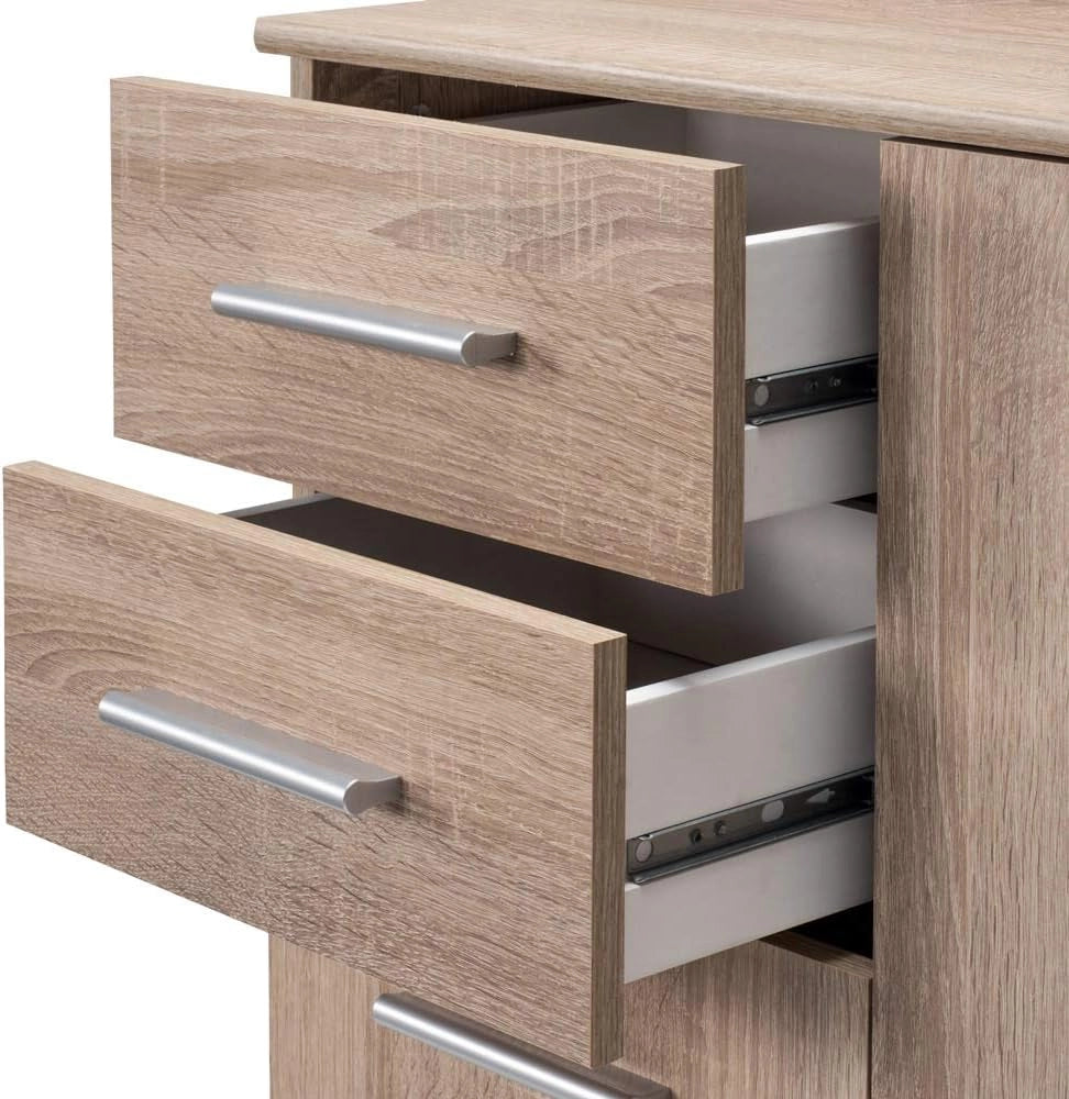 Cassettiera Alba 3 Ante con Ripiani 2 Cassetti 107x75x35cm Comò Armadietto Ufficio Mobiletto