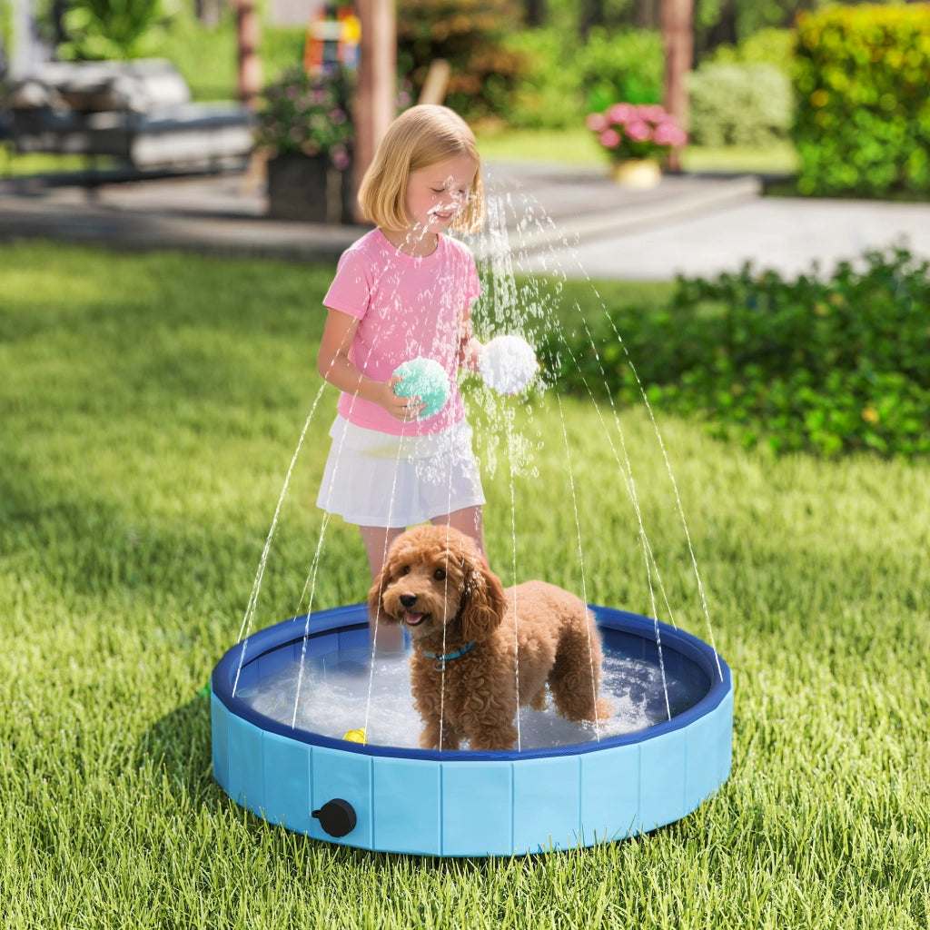 Piscina per Cani Pieghevole ¨C Minimal ¨C PVC Antiscivolo ?80x20 cm Blu Chiaro