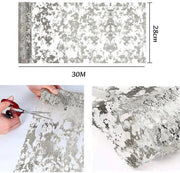 Tessuto in foglia d'oro per decorazioni, riutilizzabile, per natale, compleanni, feste, battesimi, decorazioni (argento, 28 cm x 30 m)