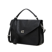Borsa a mano media da donna in vera pelle, nera.