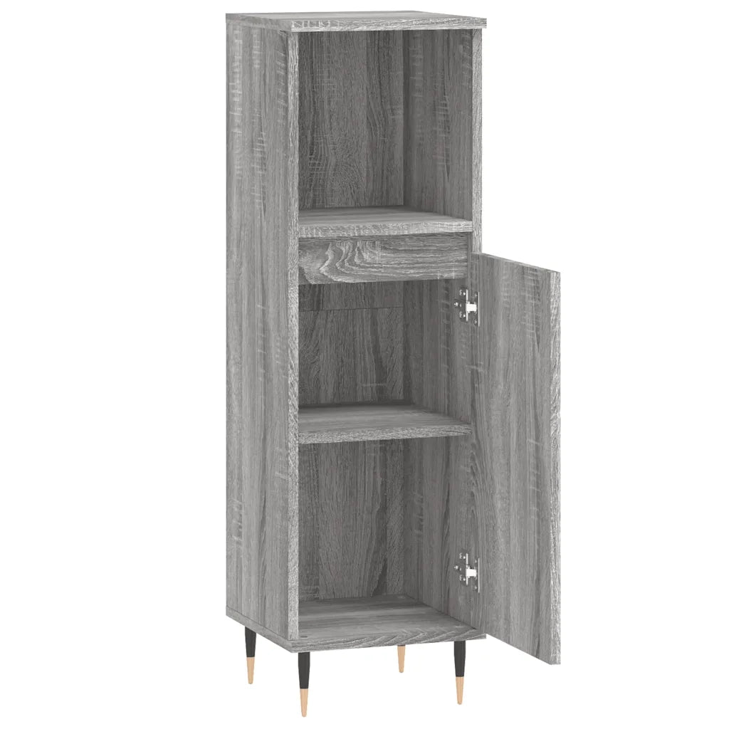 Armadietto Bagno Grigio Sonoma 30x30x100cm in Legno Multistrato 831554