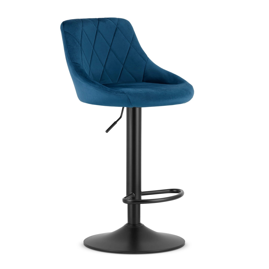 Sgabello girevole Valora DAKA in velluto blu navy con base nera