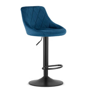 Sgabello girevole Valora DAKA in velluto blu navy con base nera