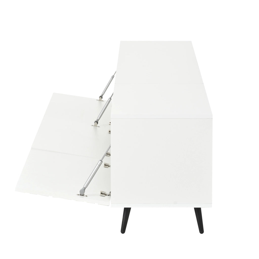 Mobile TV bianco 180x40x48 cm in MDF con 3 ante a ribalta e stampa 3D