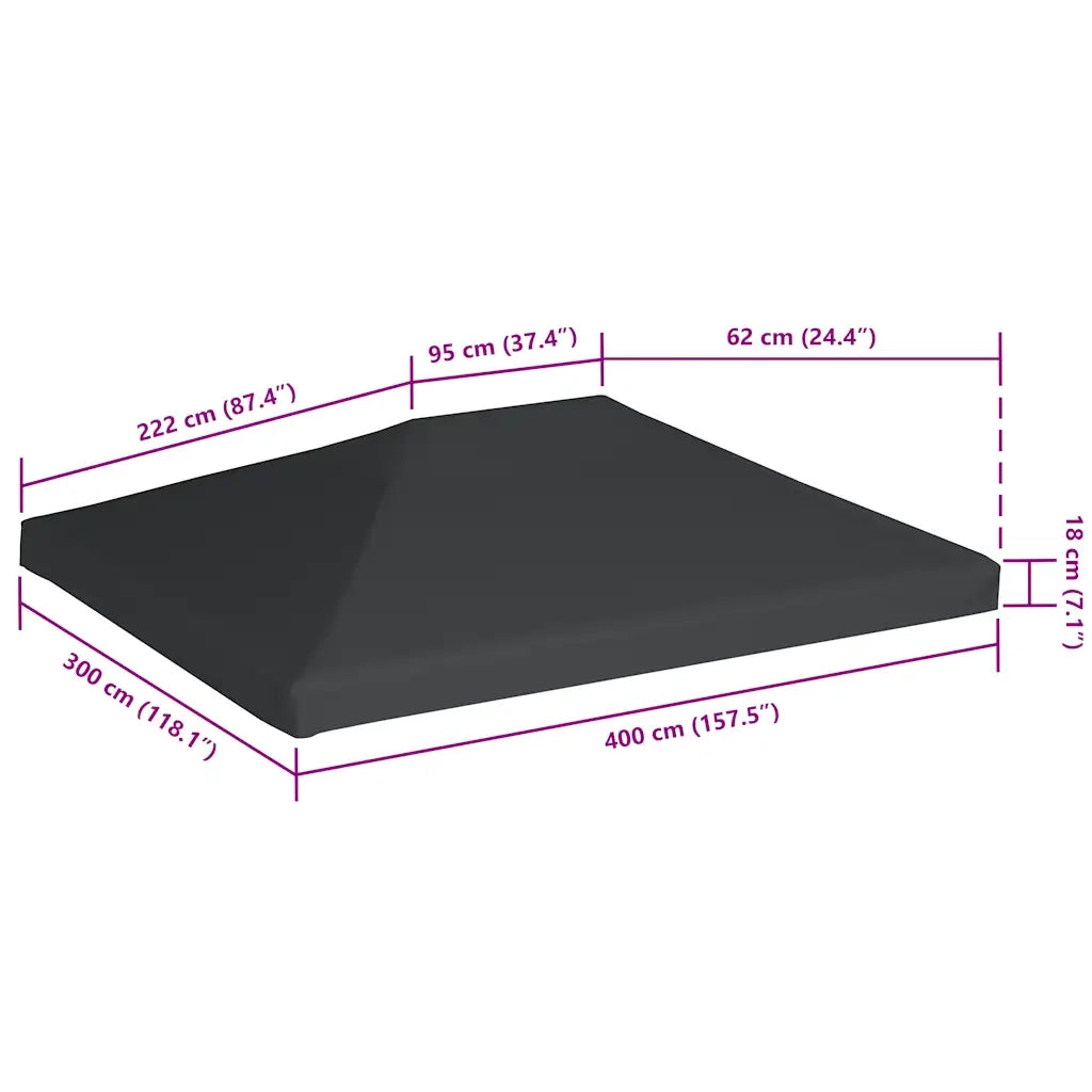 Copertura Superiore per Gazebo 310 g/m² 4x3m Grigia 44787