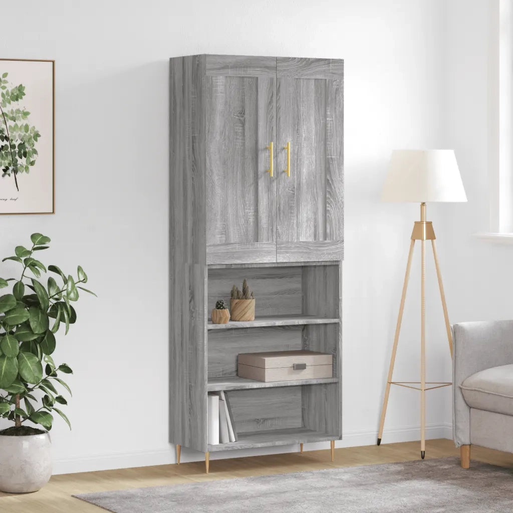 Credenza Grigio Sonoma 69,5x34x180 cm in Legno Multistrato 3200063