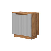 Vicco Mobile sottolavabo per bagno Rovere/grigio a righe 59.8 x 62.1 cm con 2 porte