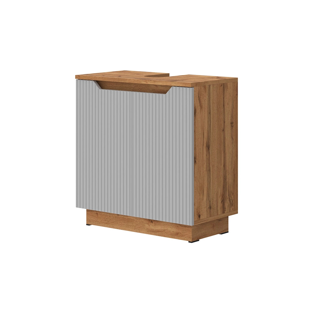 Vicco Mobile sottolavabo per bagno Rovere/grigio a righe 59.8 x 62.1 cm con 2 porte