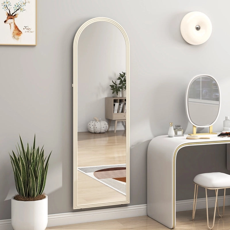 Specchio a figura intera, 50 x 160 cm, autoportante, da parete, con cornice arcuata, bianco