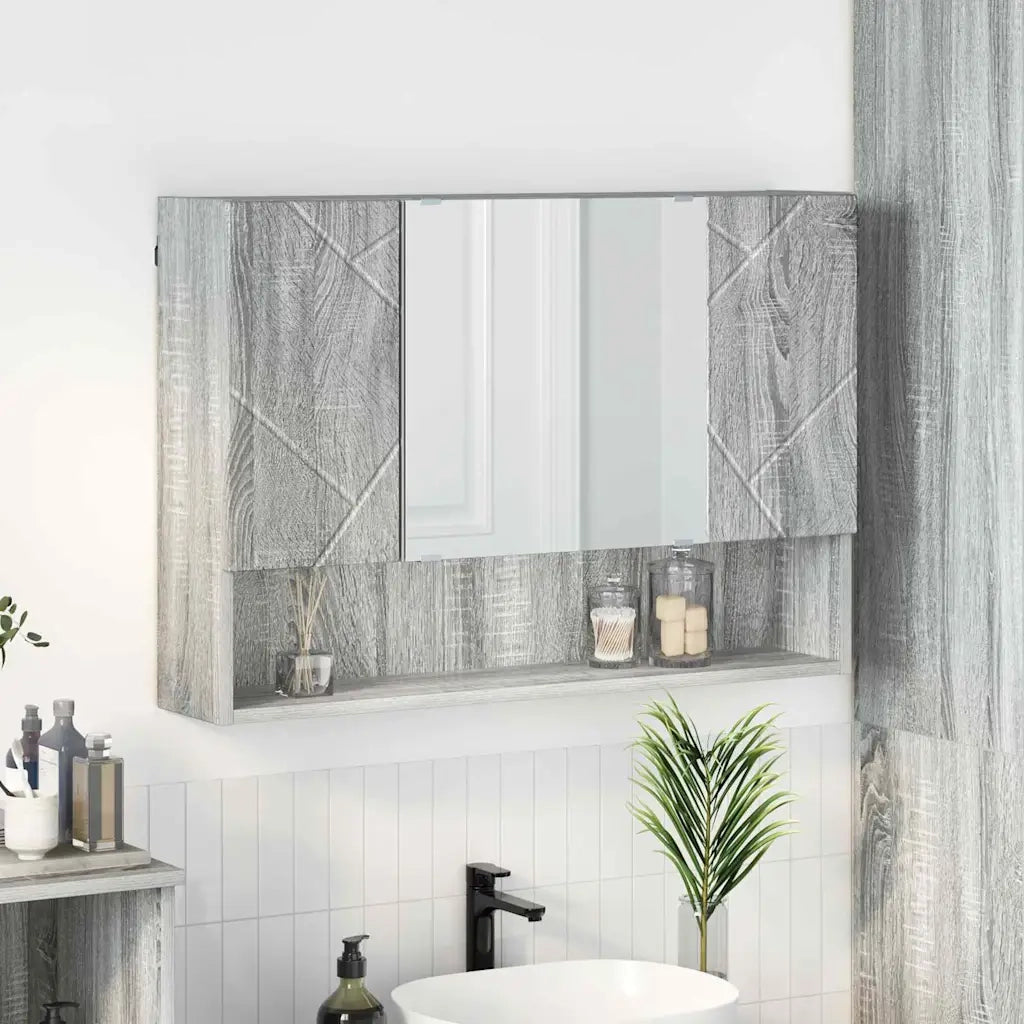 Mobiletto per specchio con porta Grigio Sonoma 80 x 17 x 55 cm 883360