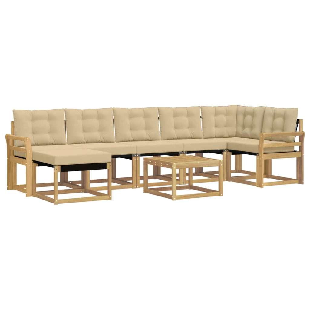Set di divani da esterno con cuscino 8 pcs Bianco e Beige