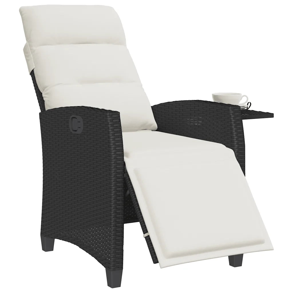 Sedia Reclinabile da Giardino con Tavolino Nera Polyrattan 4108275