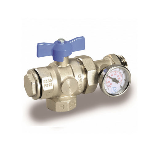 VALVOLA A SFERA NICHELATA DIRITTA E SQUADRA C/TERMOSTATO- 1 Rosso- ATON- pezzi 1