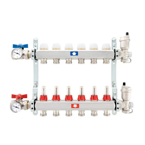 COLLETTORE PREMONTATO COMPLETO CON FLUSSIMETRI- 9 vie 1x3/4- ITAP- pezzi 1