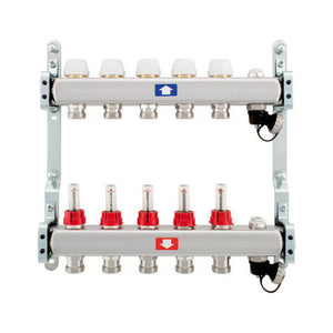 COLLETTORE PREMONTATO CON FLUSSIMETRI SCARICO E SFIATO- 5 vie  1x3/4- ITAP- pezzi 1