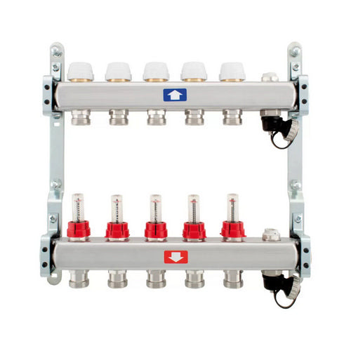 COLLETTORE PREMONTATO CON FLUSSIMETRI SCARICO E SFIATO- 5 vie  1x3/4- ITAP- pezzi 1