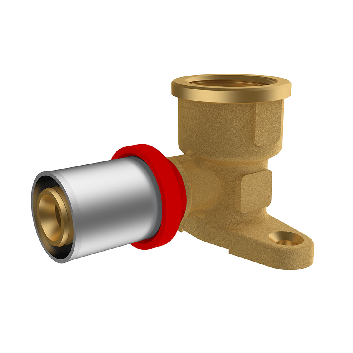 RACCORDO A PRESSARE IKARO CURVO FEMMINA CON FLANGIA- 1/2 x 20 -CONF- IKARO- pezzi 1