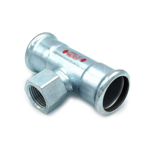 T CON DERIVAZIONE FILETTO F A PRESSARE IN ACCIAIO CARBONIO STEEL PRES- 3/4 x 22 x 22- R.M.- pezzi 1