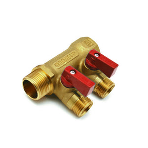 COLLETTORE NINO 2 VIE CON VALVOLE A SFERA- 3/4 x 1/2 2 vie Blu- TIEMM- pezzi 1