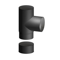 RACCORDO IN ACCIAIO AL CARBONIO SMALTATO T FF CON TAPPO P/STUFE LEGNA- Diam. 150- DK- pezzi 1