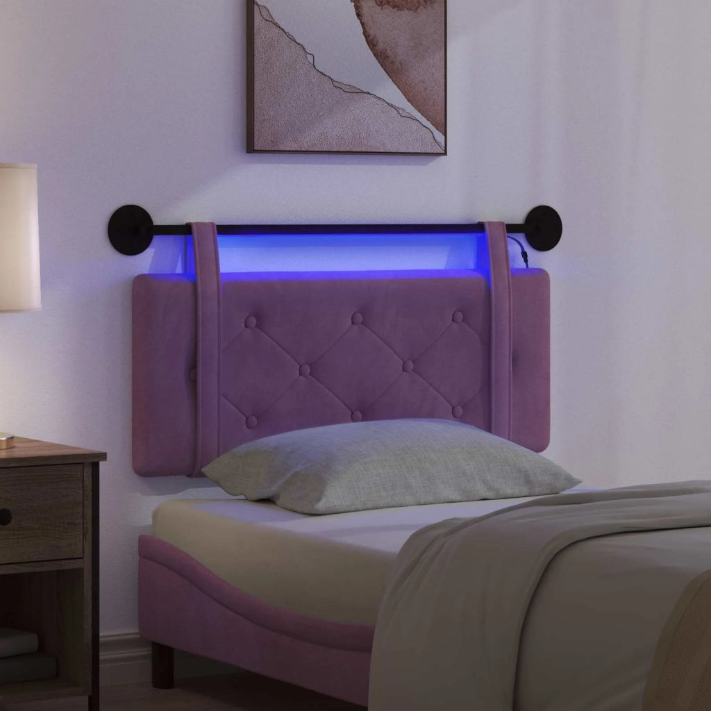Testiera | Testata sospesa Con luce LED Viola Velluto