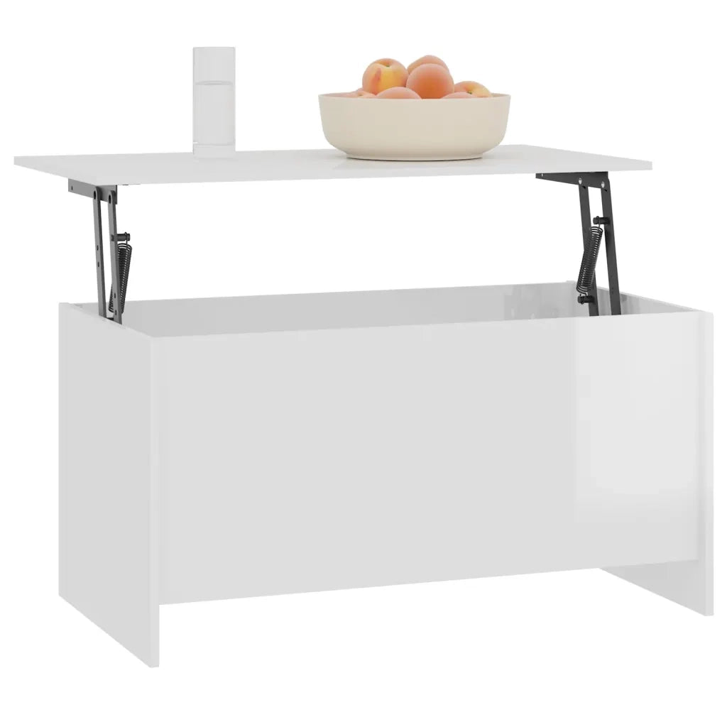 Tavolino-Tavolino da soggiorno-Tavolino da Salotto Bianco Lucido 102x55,5x52,5 cm in Legno Multistrato