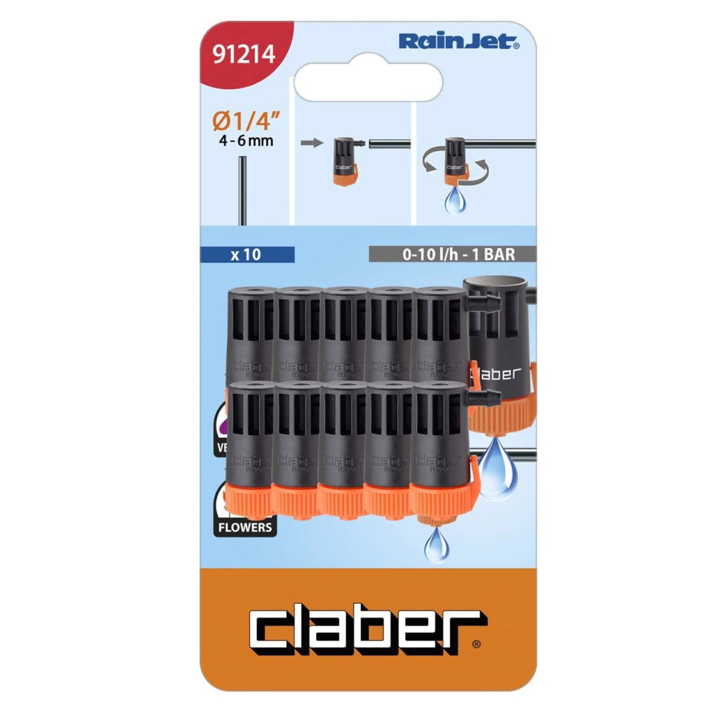 GOCCIOLATORE FINE LINEA SELF CLABER - RAINJET 91214 LT/H 0-10 1/4 CF=PZ 10- 10 confezioni